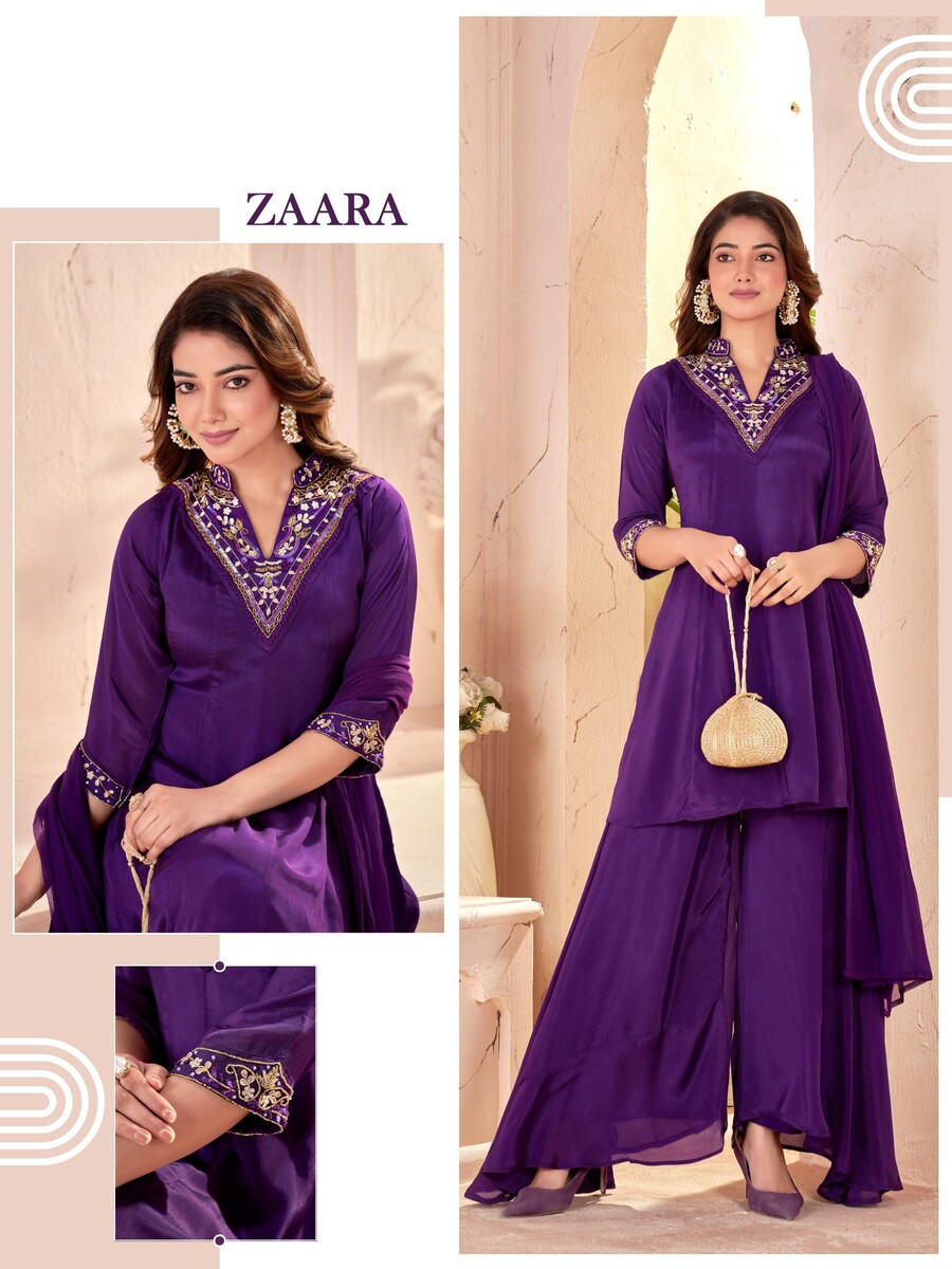 V Neck Chinon Short Plazzo Pair