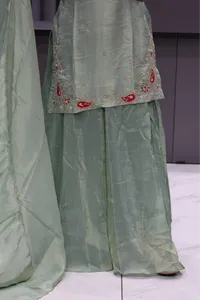 Tisue Aplick Short Kurti Plazzo Pair