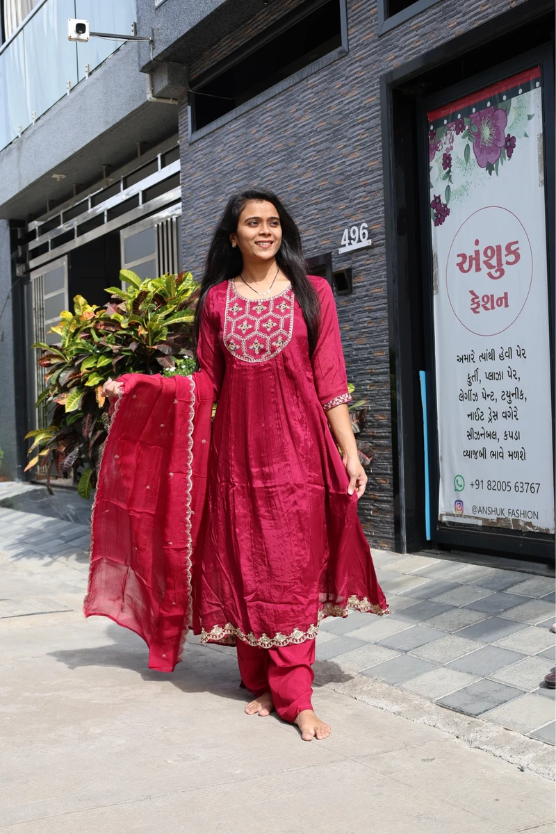 Pure Chinon Hevy Squre Pair ( Rani Pink)