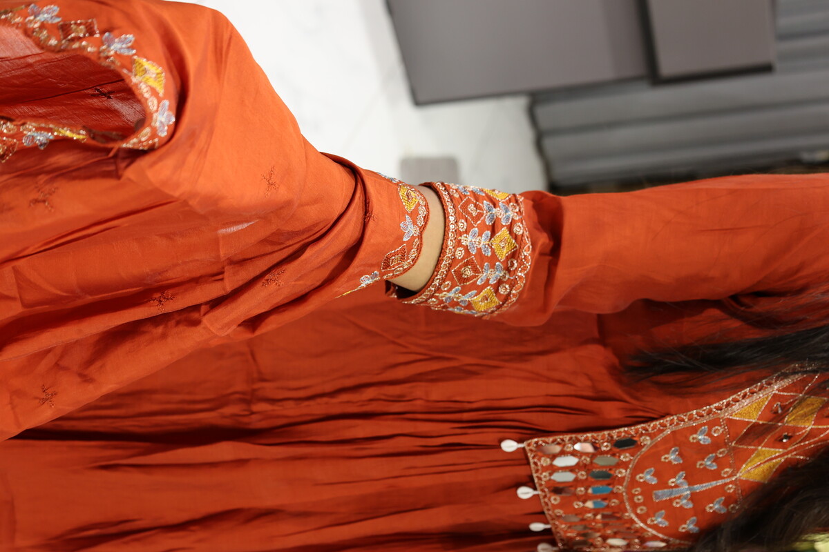 Latkan Mirror Patch Hevay Pair (Orenge)