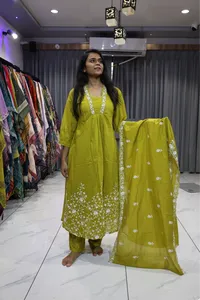 V Neck Daman Vel Work Heavy Pair ( Lemon Yellow )