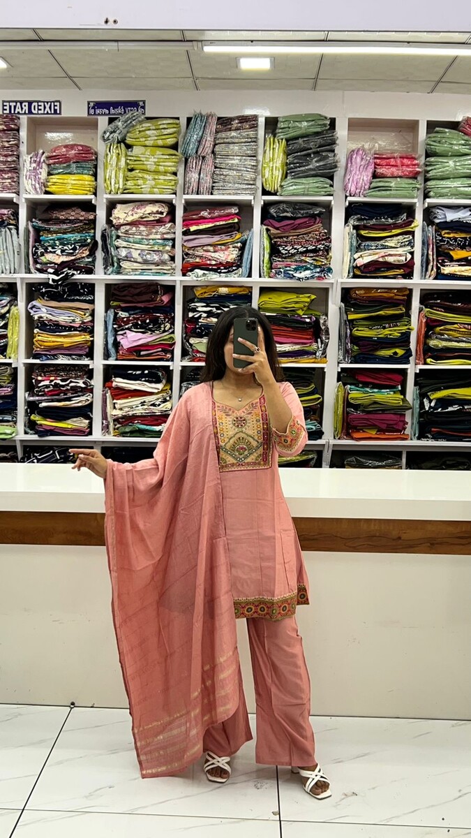 Viscos Short Kurti Plazzo Pair (Light Pitch)