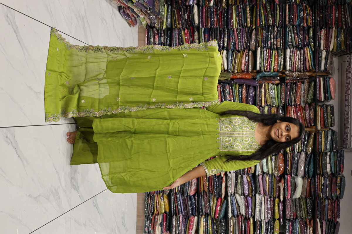 Mal Chanderi Kali Keri Work Pair