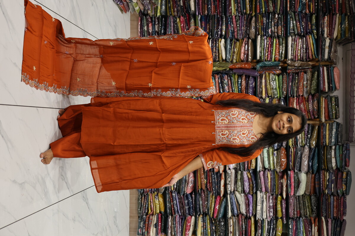 Mal Chanderi Kali Keri Work Pair