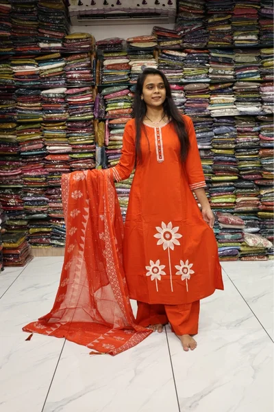 Flower Work Aline Pair (Orenge)