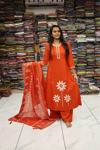 Flower Work Aline Pair (Orenge)