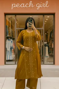 Khadi Cotton Center Work Plazza Pair (Methi Yellow)