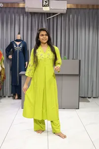 V Neck Embroidery Work Plazo Pair (Parrot)