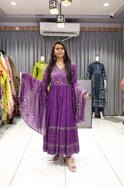 Mal Cotton Ghera Pair (Purple)