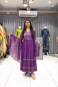 Mal Cotton Ghera Pair (Purple)