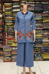 Denim Work Cord Set (Top Daman Work)