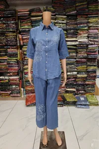 Collar Shirt Denim Cord -set (Light Sky)