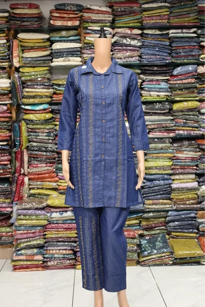 Denim Dori Work Cord Set (Dark Blue)