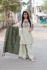 Dabala Work Short Kurti Plazzo Pair