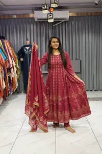 Mal Cotton Latkan Ghera Pair (Red Marron)