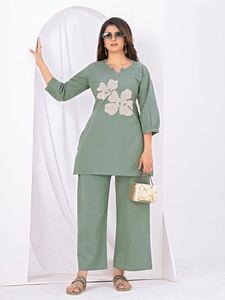 Flower Work Cord Set (Bottel Green)