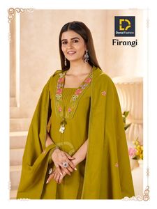 V Neck Mirror with Kodi Work Pair (Methi Yellow)