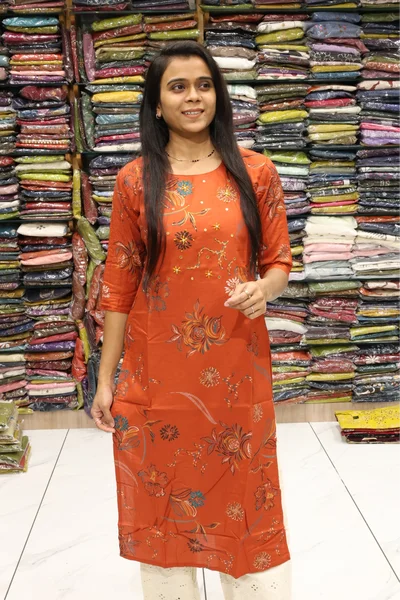 Orange Digital Print Kruti