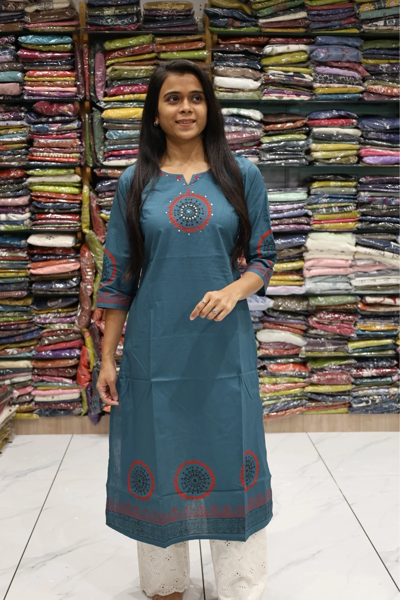 Round Block Print Kurti