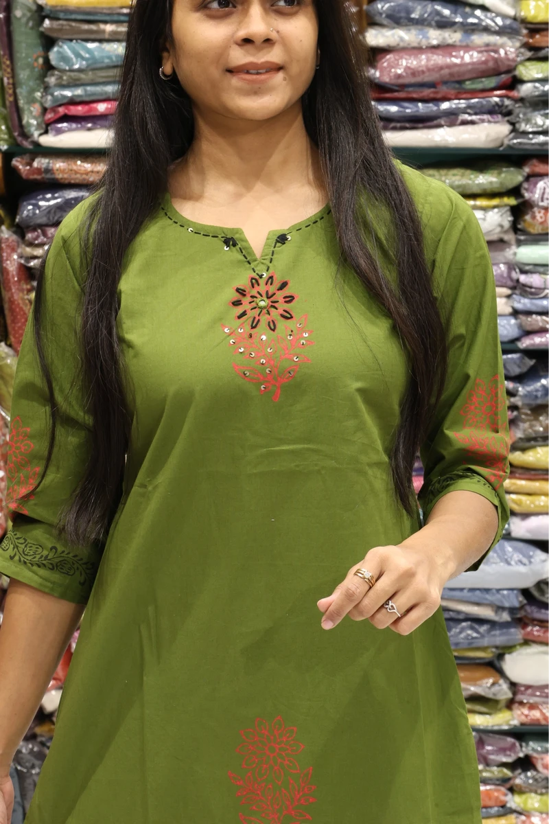 Sun Flower Block Print Kurti