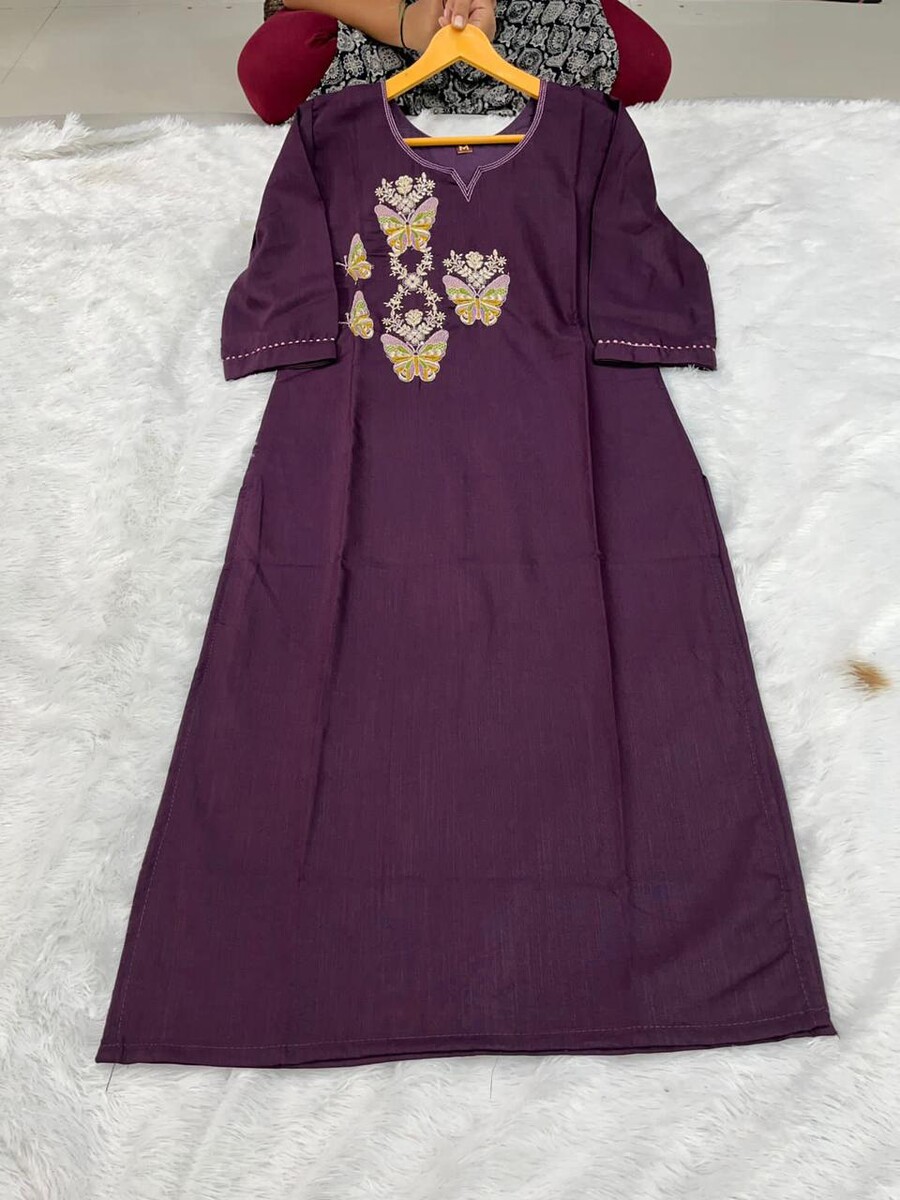 Side Butterfly Work Kurti