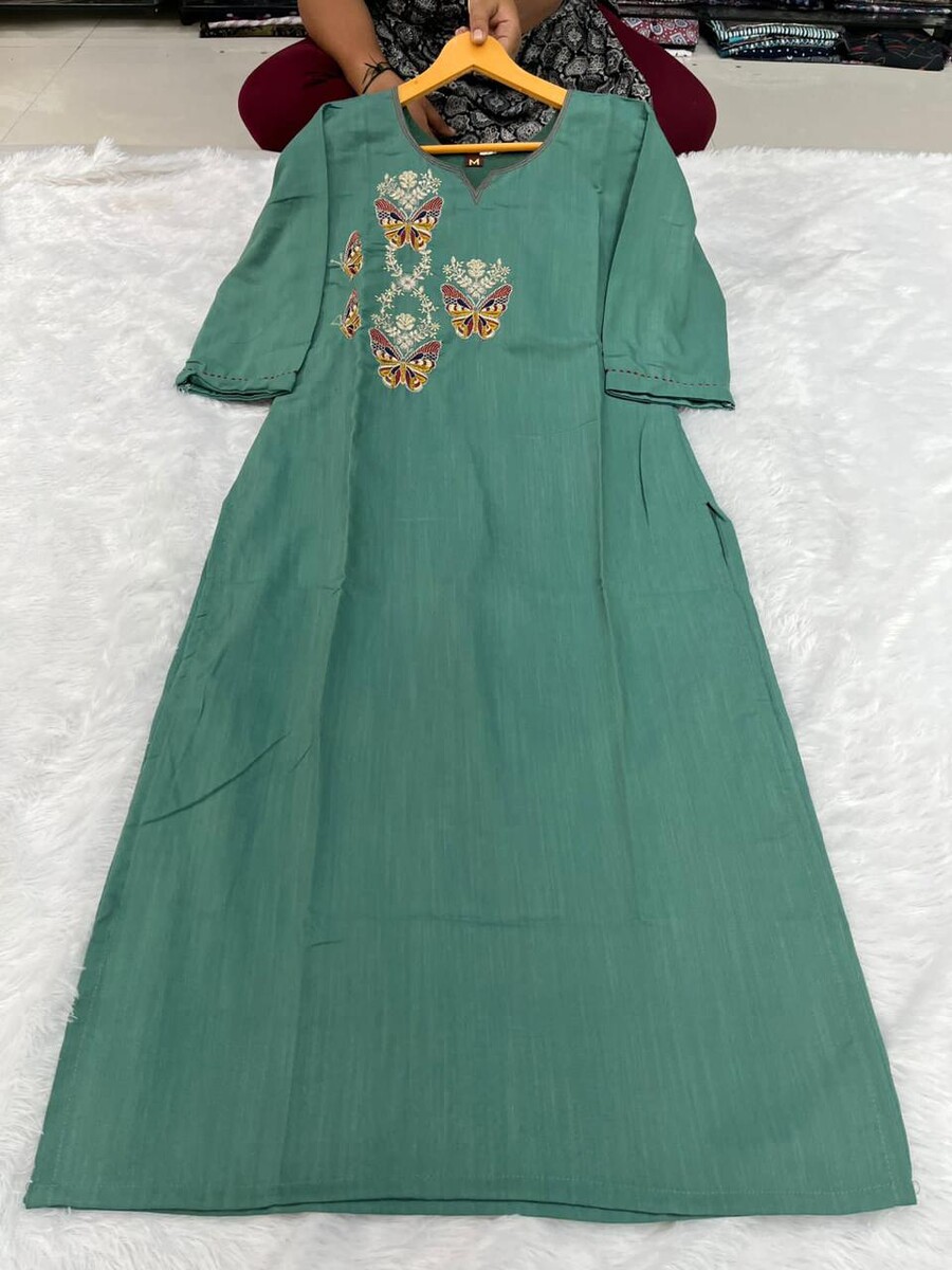 Side Butterfly Work Kurti