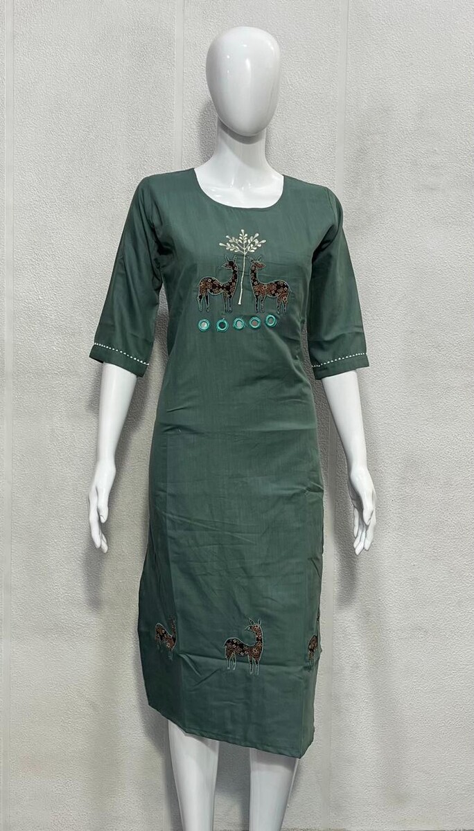 Applique Work Haran Kurti (Pista)