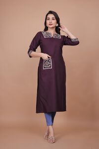 Neck & Pocket Work Kurti(Bit)