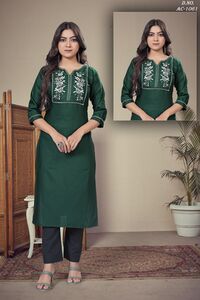 Rose Work Kurti (Green)