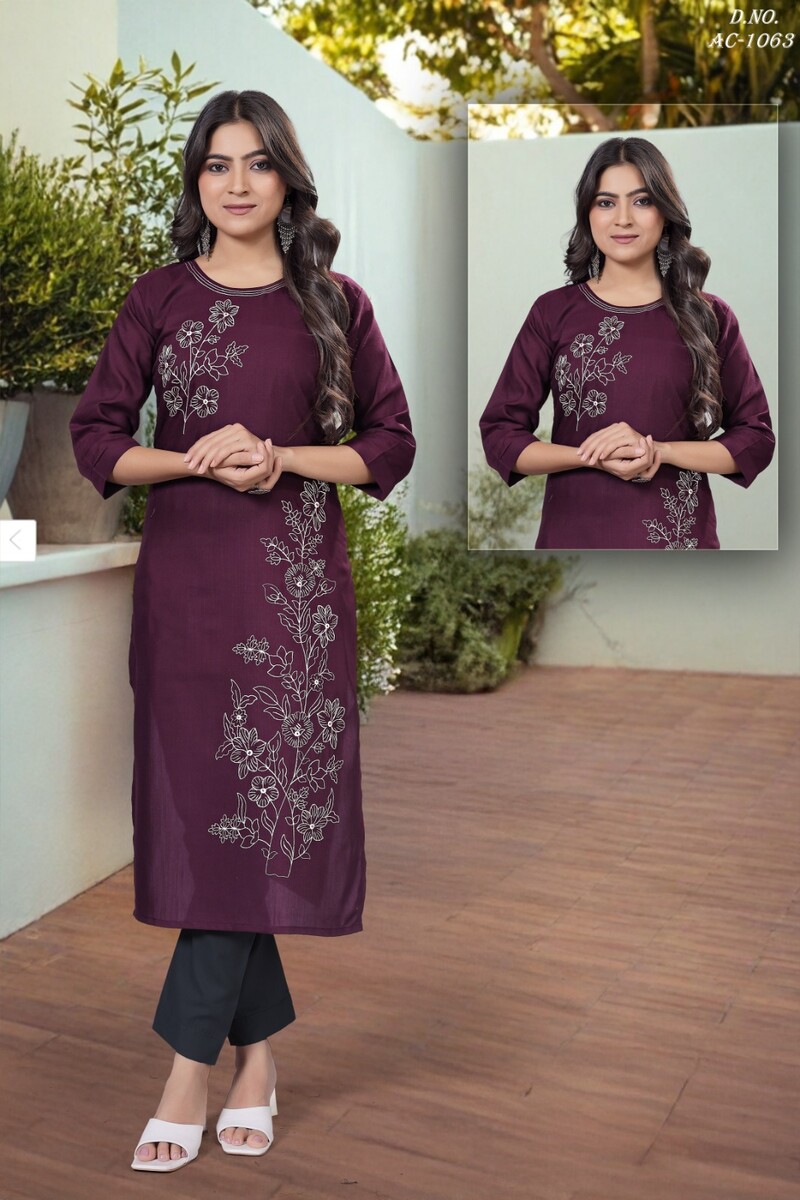 Shoulder & Daman Work Kurti(Bit)