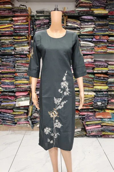 Daman Vel Work Kurti (Charcoal)