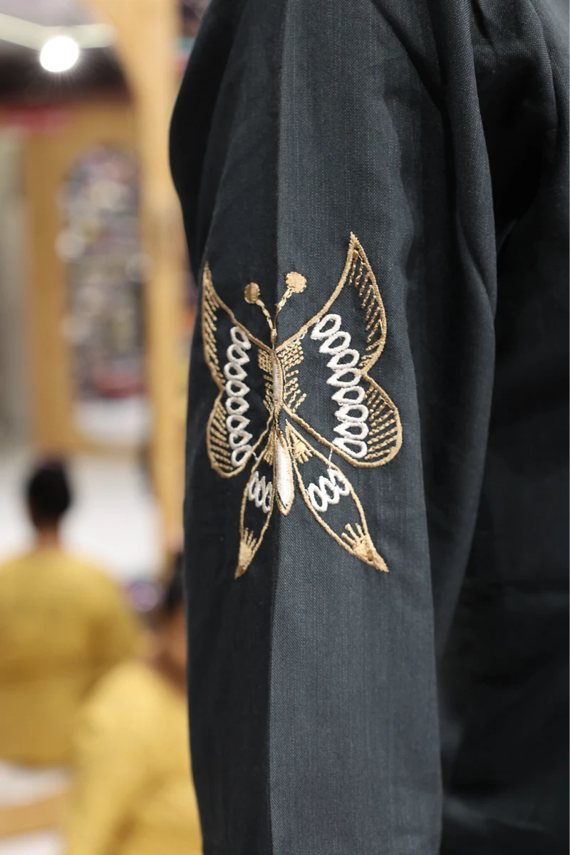 Daman Vel Work Kurti (Charcoal)