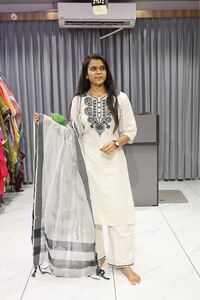 Mango Work White Duptta Pair