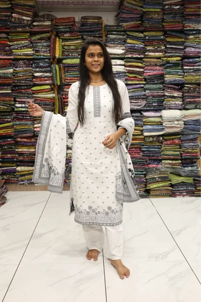 Daman GalGota White Duptta Pair