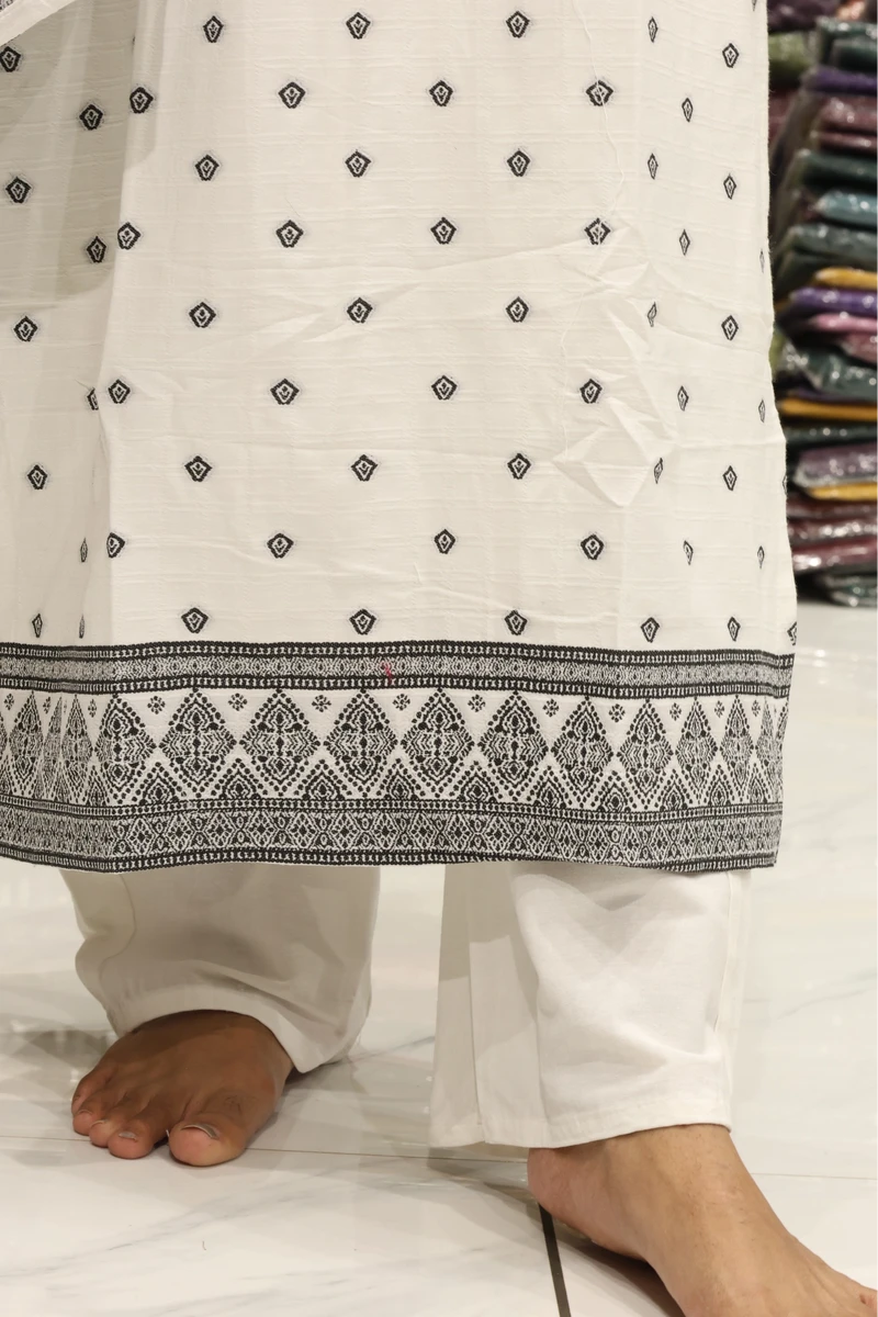 All Over Buti work White Duptta Pair