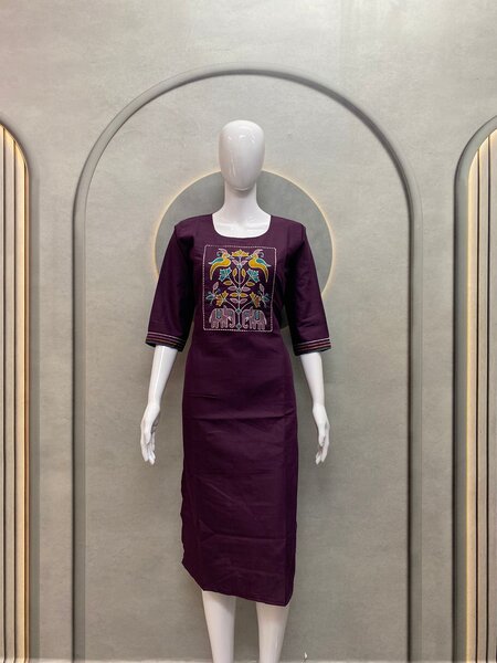 Hathi & Mor Neck Work Kurti