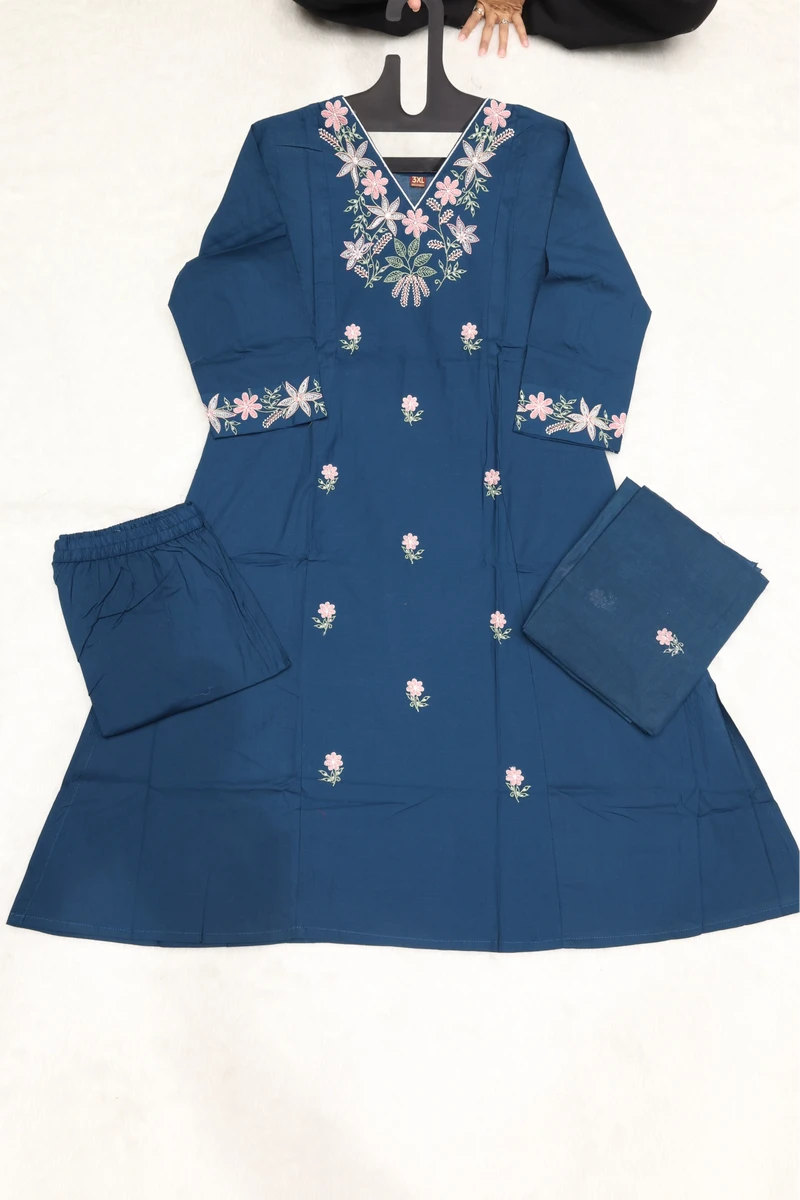 V Neck Vel Work Duptta Pair