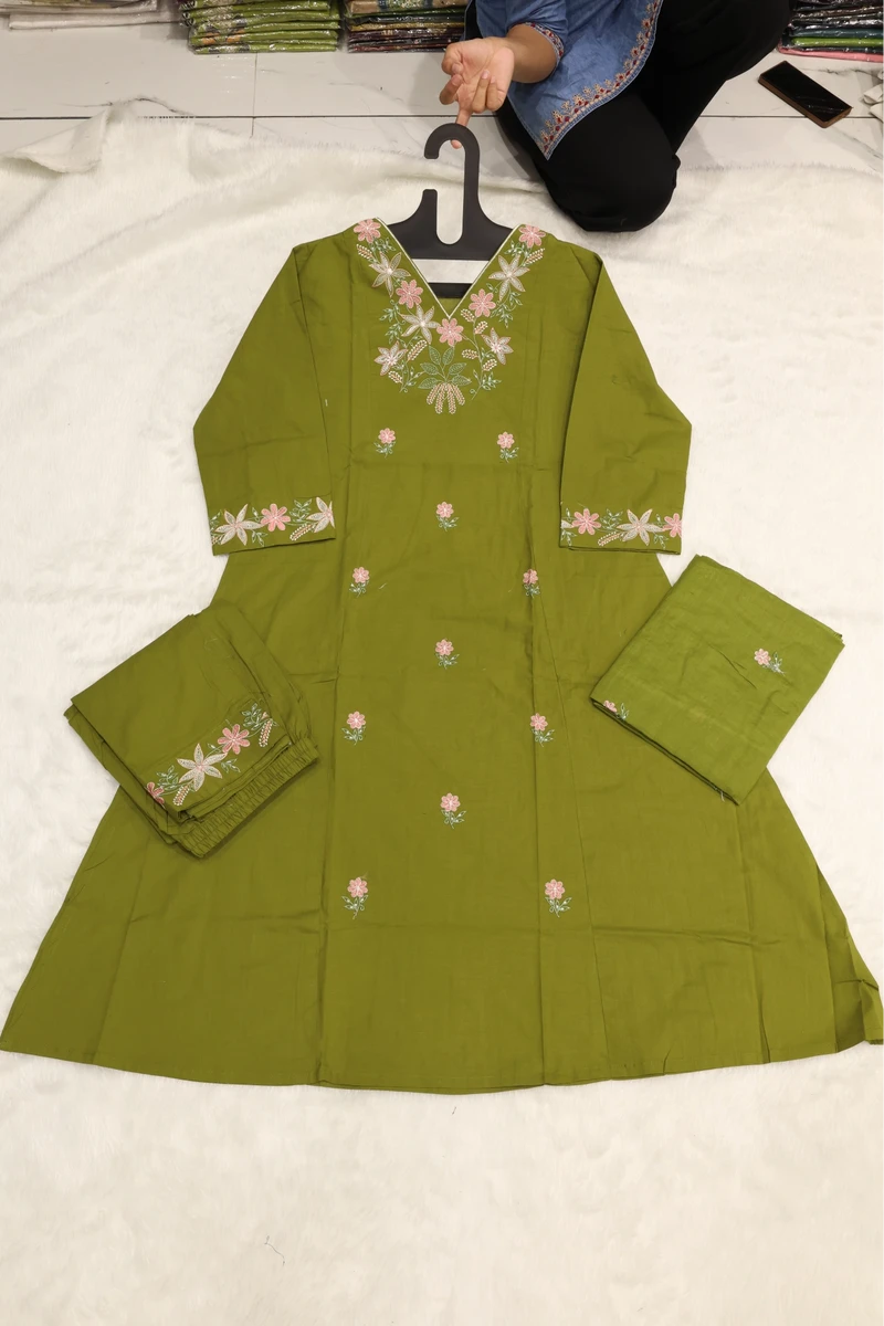 V Neck Vel Work Duptta Pair