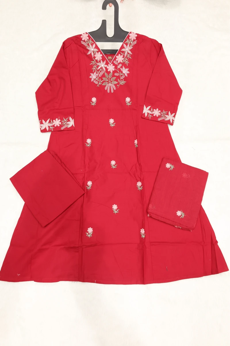 V Neck Vel Work Duptta Pair