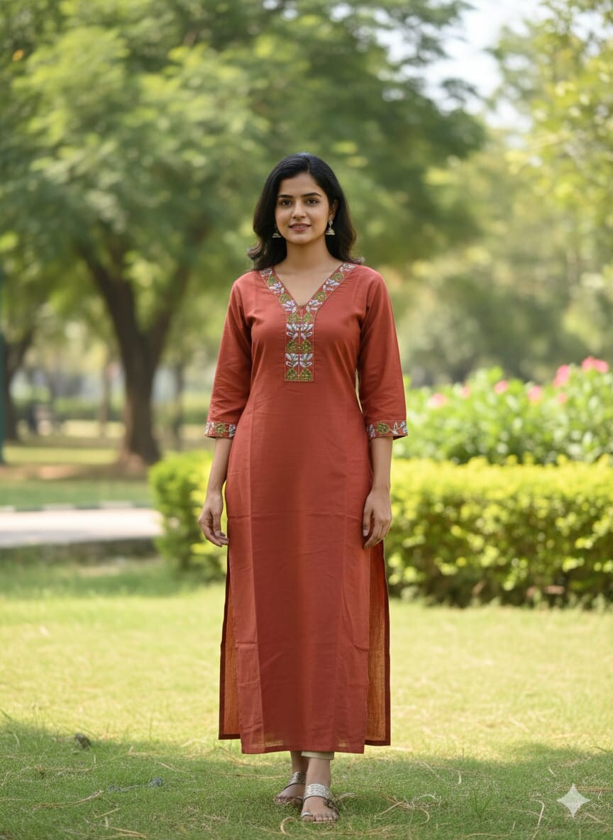 Flower Vel Work Kurti