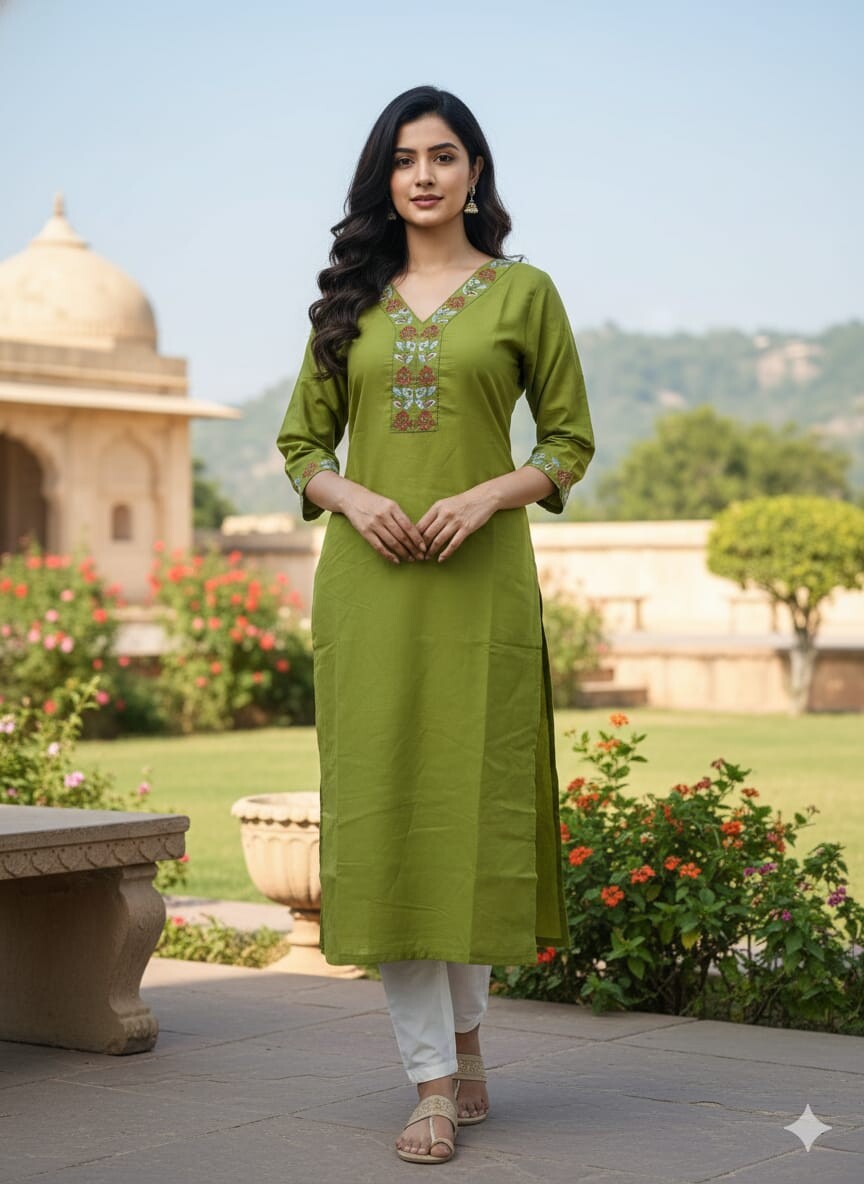 Flower Vel Work Kurti