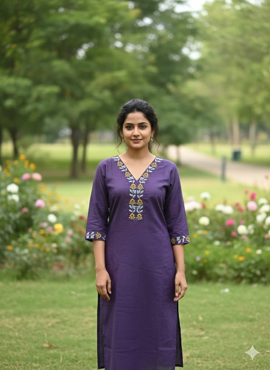 Flower Vel Work Kurti