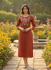 Flower With Elephant Neck Work Kurti