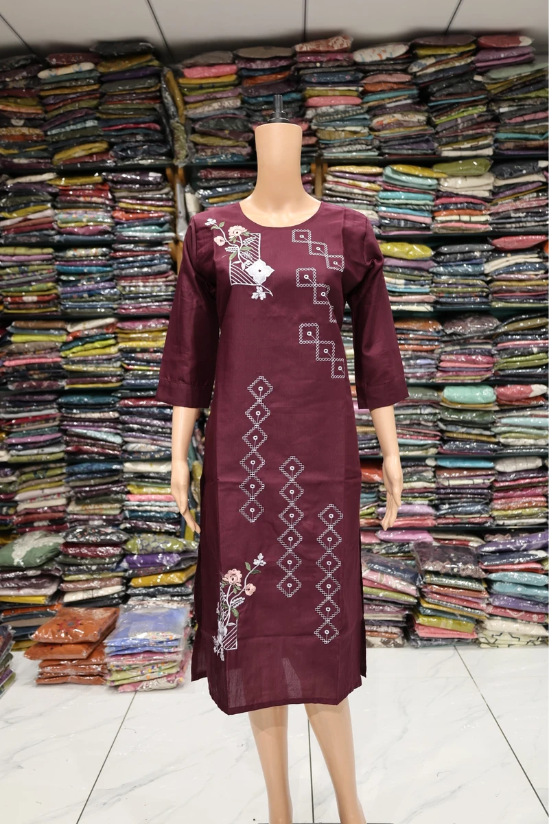 All Over Square Daman work Kurti