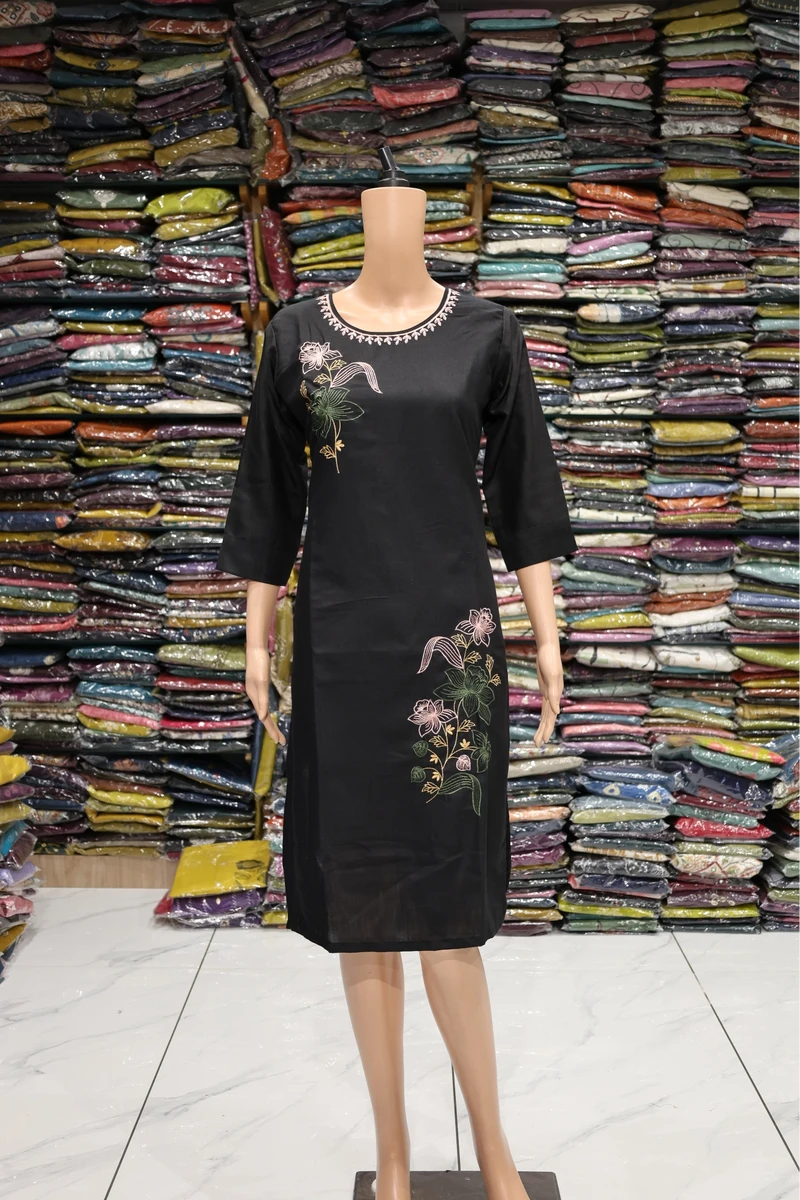 Embroidery Flower Work Kurti