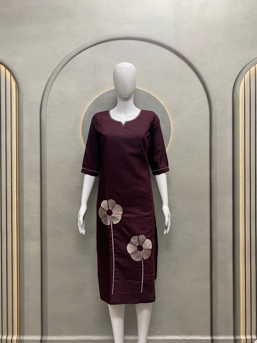 Daman Flower Work Kurti