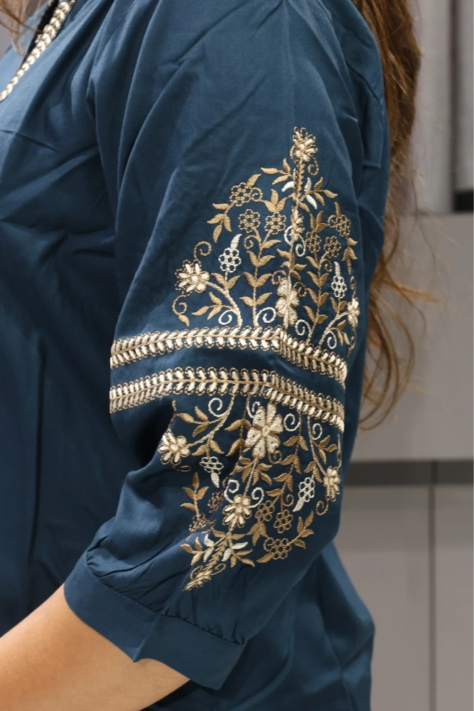 Y Neck Sleeve Work Tunic