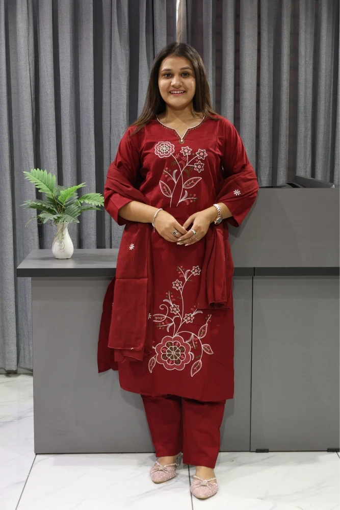 Flower Vel Daman Work Duptta Pair