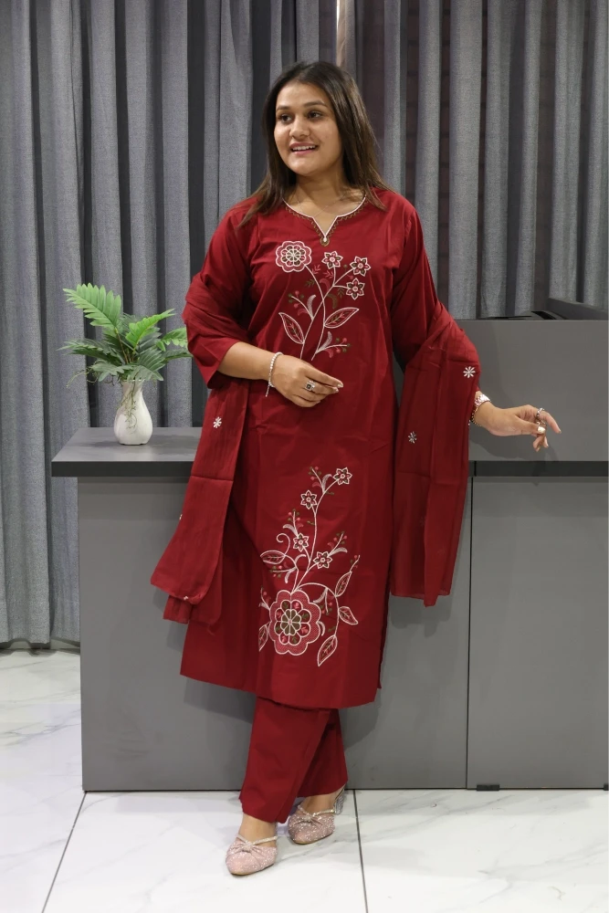 Flower Vel Daman Work Duptta Pair