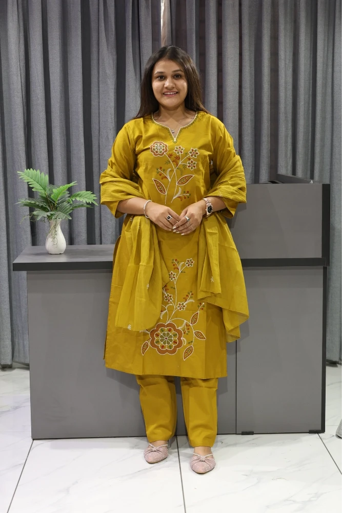 Flower Vel Daman Work Duptta Pair